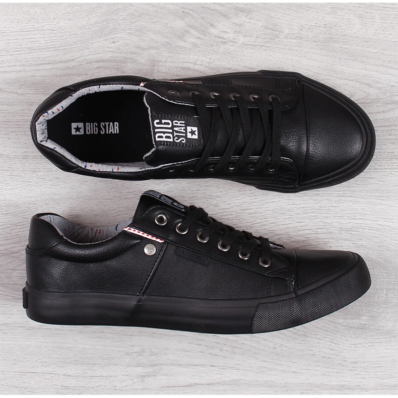 Piele ecologică joasă pentru bărbați, neagră, Big Star GG174029 negru 1