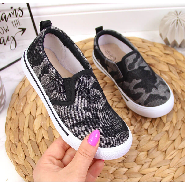 Pantofi slip on papuci pentru gradinita, camo negru Atletico 1 Pantofi slip on papuci pentru gradinita, camo negru Atletico 1