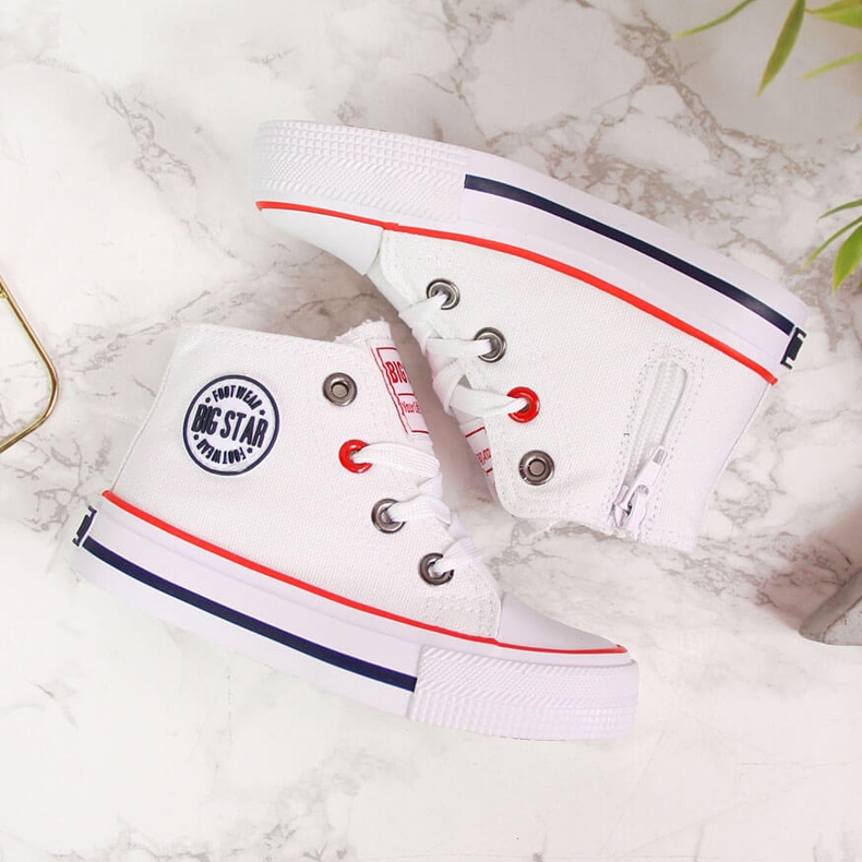 Tenisi albi cu fermoar pentru copii Big Star HH374083 2 Tenisi albi cu fermoar pentru copii Big Star HH374083 2