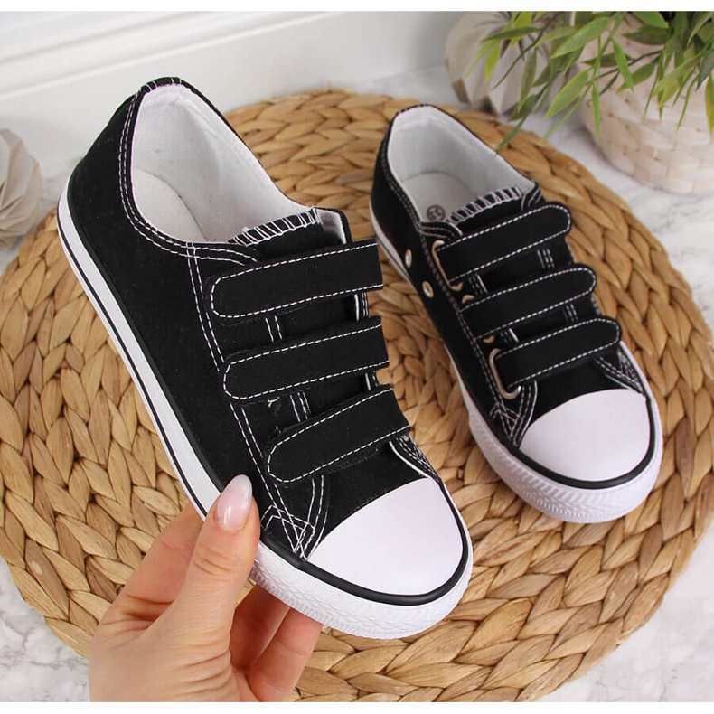 Adidași negri Atletico pentru copii, cu închidere cu velcro negru 1