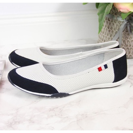 Balerini Filippo de damă, ajurat, alb și bleumarin 1