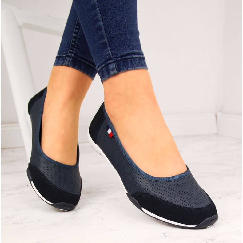 Balerini de dama din piele bleumarin Filippo albastru 1