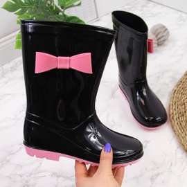 Galoșuri pentru fete Black American Club cu fundă negru 1