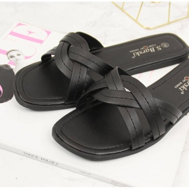 S.Barski Papuci negri plati dama S. Barski negru 2