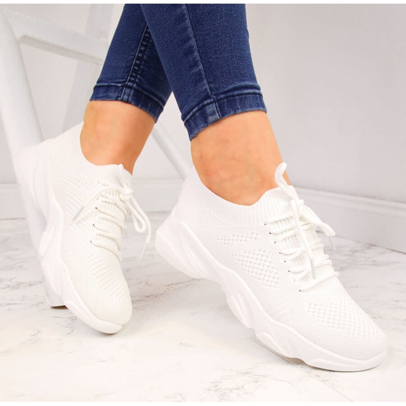 Ciorapi dama Filippo albi pantofi sport 1