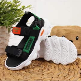 Sandale pentru băieți Black American Club cu velcro negru verde 2