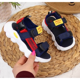 Sandale cu velcro American Club bleumarin pentru baieti albastru marin 1
