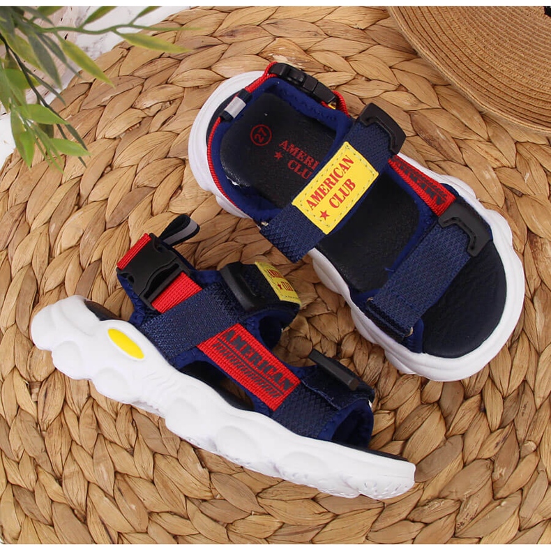 Sandale cu velcro American Club bleumarin pentru baieti albastru marin 2