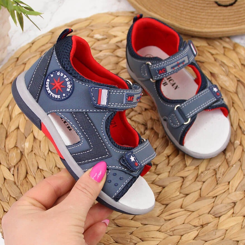 Sandale cu velcro American Club bleumarin pentru baieti albastru 1 Sandale cu velcro American Club bleumarin pentru baieti albastru 1