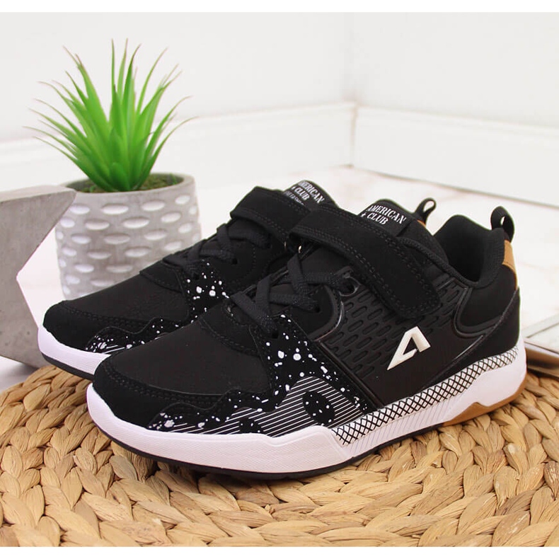 Pantofi sport pentru copii Black American Club cu velcro negru 2