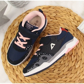 Pantofi sport pentru fete cu Velcro bleumarin American Club albastru marin 2