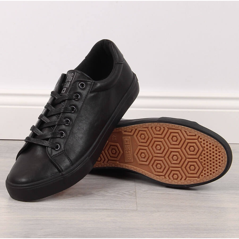 Adidași pentru bărbați din piele ecologică neagră, joasă, Big Star II174029 negru 1