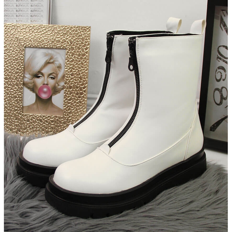 Lucrători eVento alb pentru femei, cu fermoar în față 2