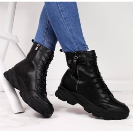 Ghete de dama din piele pe platforma neagra Goe II2N4031 negru 1