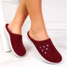 Papuci de casă maroon Inblu pentru femei roșu multicolor 1