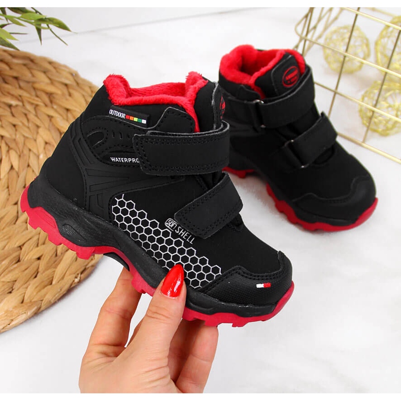 Cizme de zăpadă impermeabile cu velcro negre pentru băieți American Club negru 1