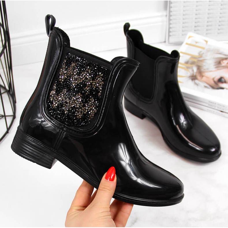 T.Sokolski Cizme Jodhpur galoșuri damă cu zirconiu cubic negru T. Sokolski 2