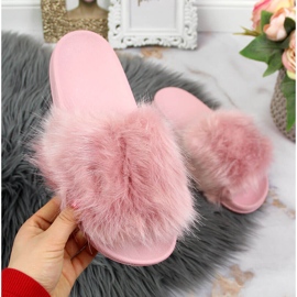 Papuci de dama cu blana mov deschis Msmg violet 2