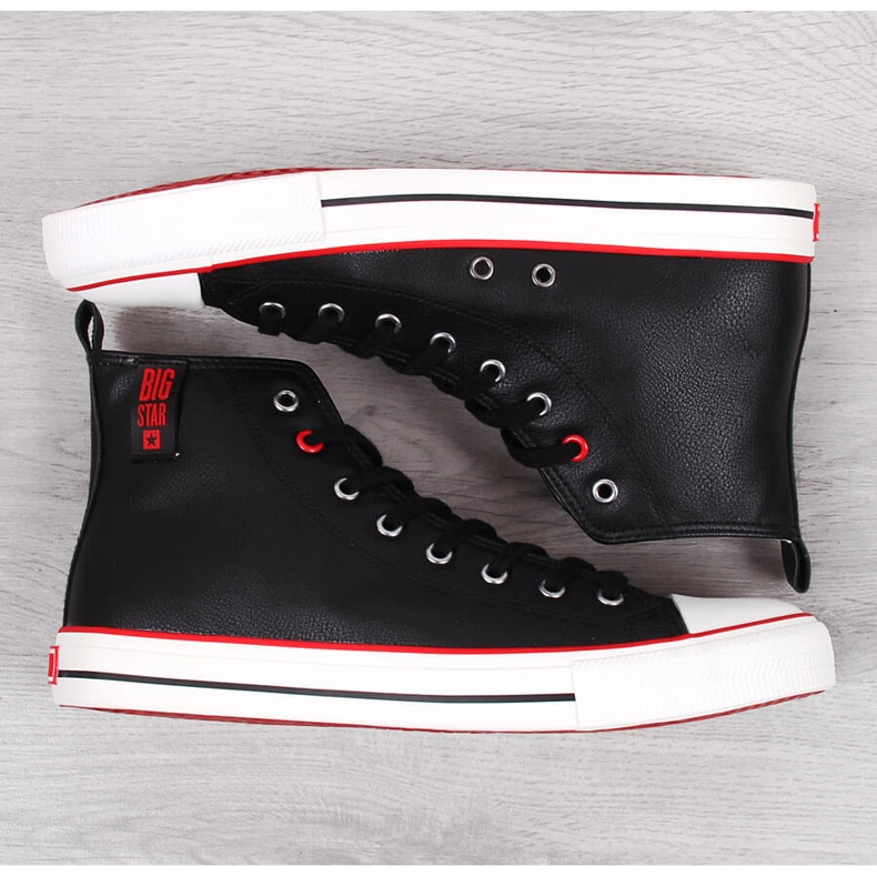 Tenisi înalți pentru bărbați cu piele ecologică neagră Big Star JJ174070 negru 2