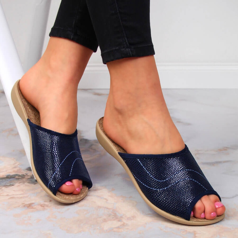 Papuci de plută pentru femei Befado bleumarin acasă albastru marin 1