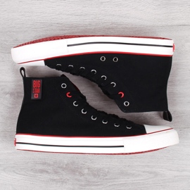 Tenisi bărbați înalți, negri, din material textil, Big Star JJ174065 negru 2