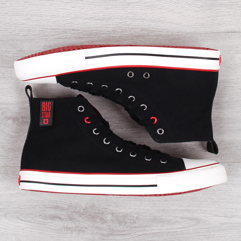 Tenisi bărbați înalți, negri, din material textil, Big Star JJ174065 negru 2