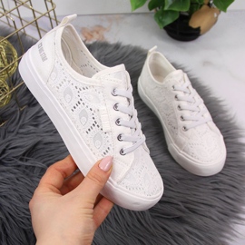 Tenisi fete din dantela alba Big Star JJ374012 2