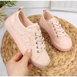 Adidasi pentru fete dantela roz deschis Big Star JJ374006 1 Adidasi pentru fete dantela roz deschis Big Star JJ374006 1