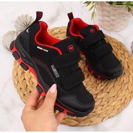 Pantofi de trekking pentru copii, negri și roșii, impermeabili, cu velcro, American Club negru roșu 1 Pantofi de trekking pentru copii, negri și roșii, impermeabili, cu velcro, American Club negru roșu 1