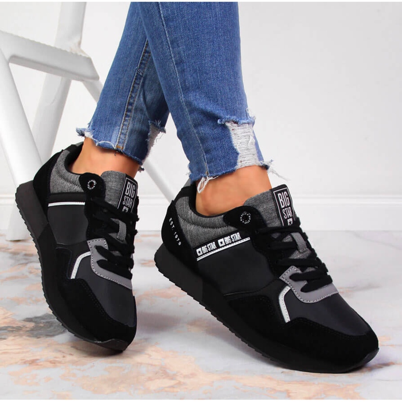 Pantofi sport din piele neagra Big Star JJ274284 negru 1