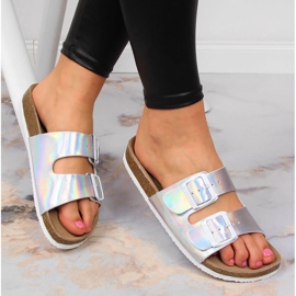 Papuci de damă argintii cu catarame Big Star HH274895 1