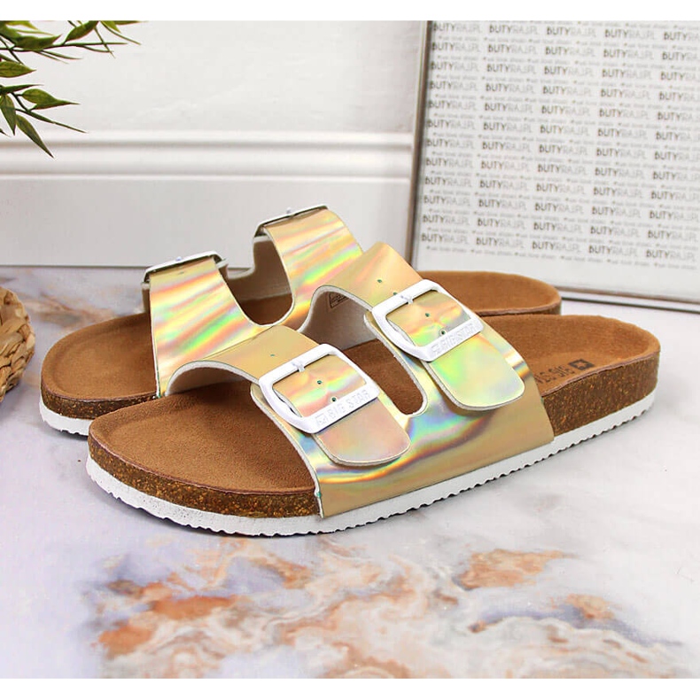 Papuci de dama aurii cu catarame Big Star HH274896 de aur 1