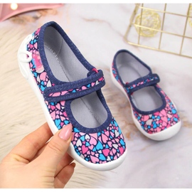 Papuci de balerini pentru fete cu inimioare Befado roz 1