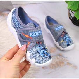 Papuci de baieti pentru gradinita pe velcro Befado gri 1