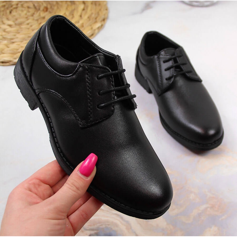 Pantofi negri formali pentru băieți de la American Club negru 1