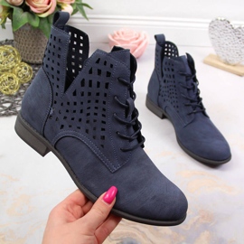 Cizme Jezzi de primăvară ajurate bleumarin albastru marin 1