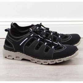 Pantofi din piele bleumarin pentru barbati Rieker 14507-14 albastru 1