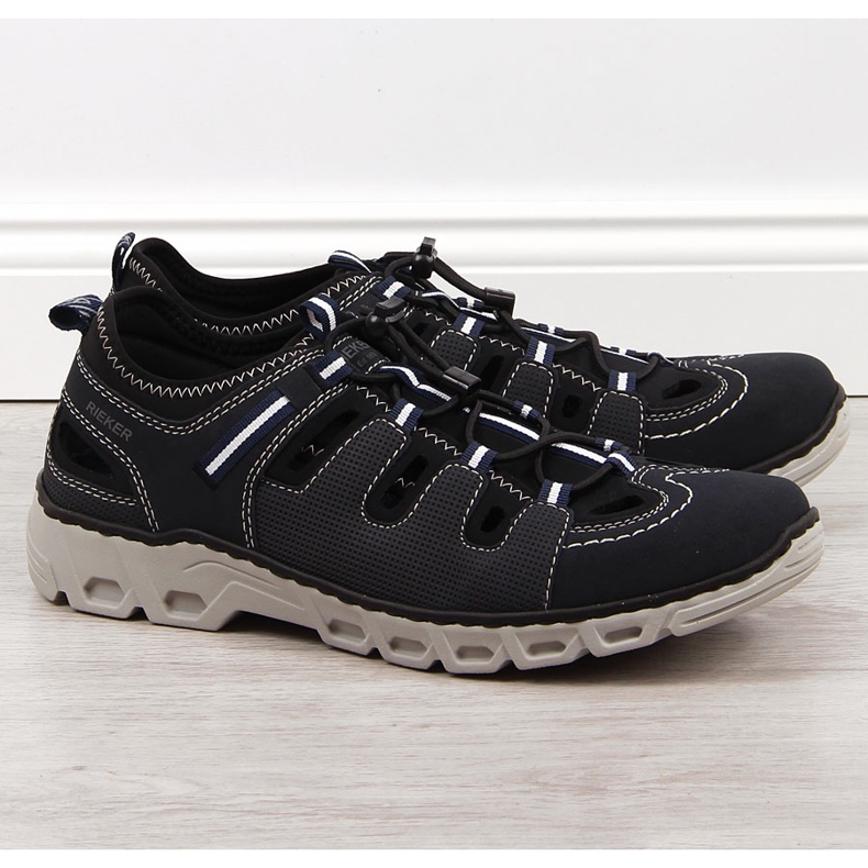 Pantofi din piele bleumarin pentru barbati Rieker 14507-14 albastru 1