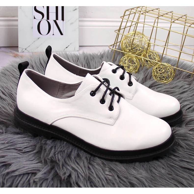 S.Barski Pantofi de dama cu siret, alb S. Barski 2