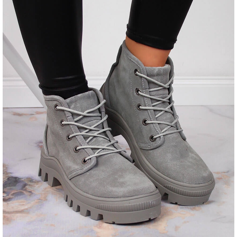 Cizme teniși damă din piele Filippo gri 2 Cizme teniși damă din piele Filippo gri 2