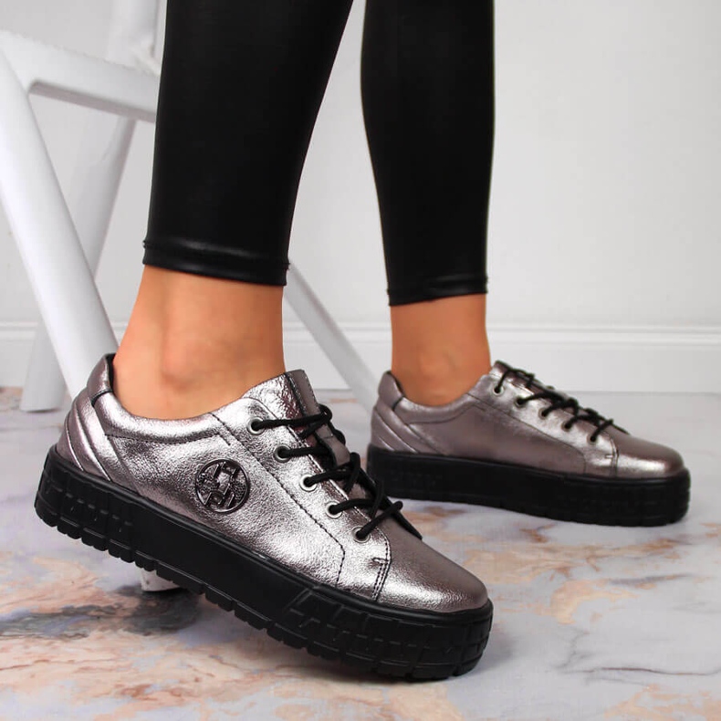 Pantofi dama din piele argintie Filippo argintii 2