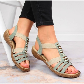 Sandale de dama Rieker 60851-52 verde cu benzi elastice 1