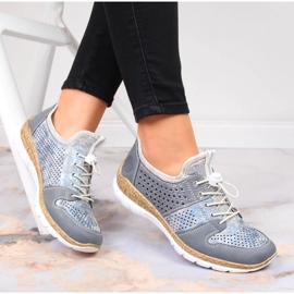 Pantofi dama ajurati albastru Rieker N4255-12 15