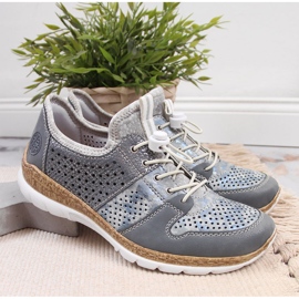 Pantofi dama ajurati albastru Rieker N4255-12 16