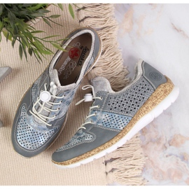 Pantofi dama ajurati albastru Rieker N4255-12 13