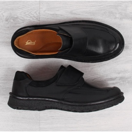 Pantofi de bărbați din piele cu velcro negru Łukbut 1163 1