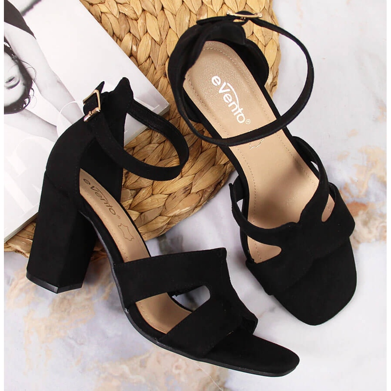 Sandale de dama eVento negre pe post negru 2