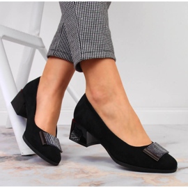 Pompe pe un bloc de piele intoarsa Jezzi neagra negru 5