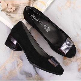 Pompe pe un bloc de piele intoarsa Jezzi neagra negru 4