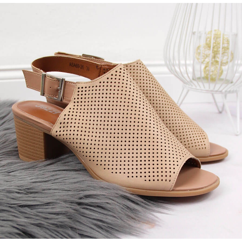 Sandale dama, ajurata, bej Jezzi 2